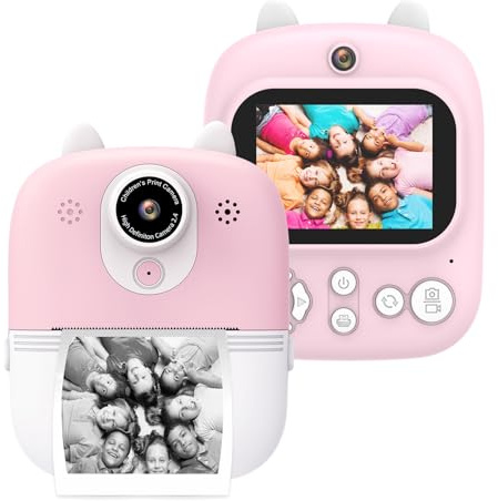 Sorandy Sorandy Cámara de Impresión Instantánea Multifuncional Portátil para Niños, Cámara de Lentes Duales con Pantalla IPS de 2,4 Pulgadas, Morada de Memoria de 32GB (Purple) (Purple) (Pink)
