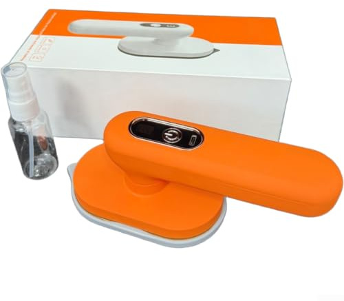 SMZhomeone Cuiseur vapeur portable sans fil rechargeable par USB pour mini fer de voyage avec 3 réglages de température, chaleur rapide de 30 secondes, poignée rotative (fer orange sans fil)