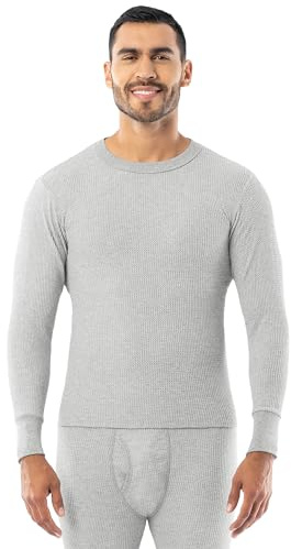 INDERA Men's Traditional Waffle Thermal Underwear Long Sleeve Shirt, Heather Grey, Medium