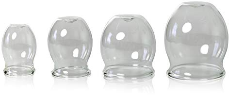 Lauschaer Glas 4er medizinisches Feuer-Schröpfglasset 30-40-50-60mm zum professionellen, medizinischen Feuerschröpfen mundgeblasen handgeformt