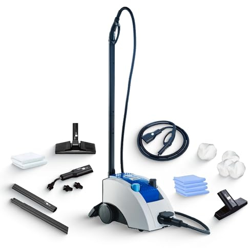 Tien® Merlin Royal Plus Dampfreiniger [Über 100 Einsatzgebiete & Chemiefrei] – Boden & Polsterreiniger mit Original Merlin-Zubehör – Dampfdruckreiniger Handgerät, Auto & Haushalt (4 bar Druck)