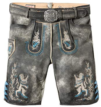 Stockerpoint Men's Bayern Bua Leather Trousers, Grey Antique Spooked, 46