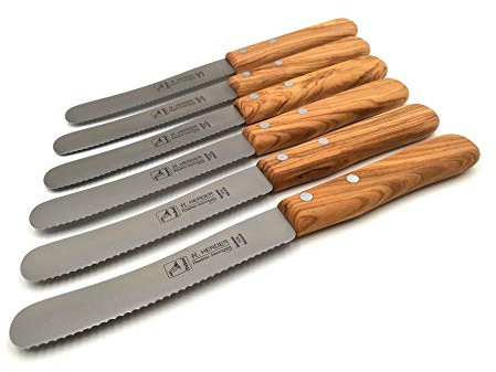 H. Herder 6 Solingen Buckelsmesser Frühstücksmesser 22cm Wellenschliff - 1,5mm stark rostfrei Olive