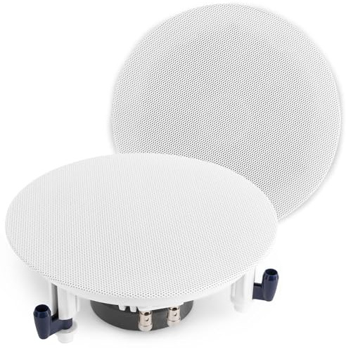 Power Dynamics ESCS6 Flache Einbaulautsprecher Set, 2 Wege Deckenlautsprecher 60 Watt - 6,5 Zoll, Deckeneinbau Lautsprecher Wandmontage, Wandlautsprecher Weiß