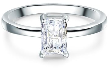 Trilani Damen Ring 925/- Sterling Silber | rhodiniert, Solitärring, Zirkonia, weiß, Brillantschliff