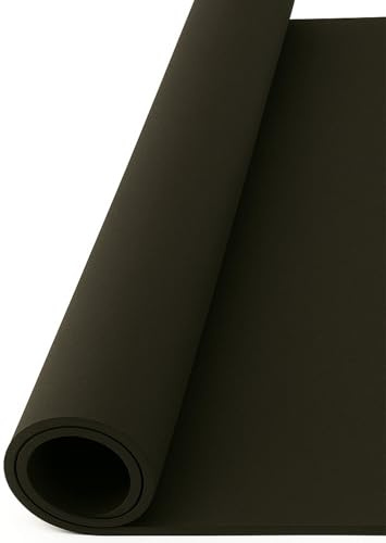 JARDIN202 - Esterilla de Ejercicio Negro Liso - Fitness Especial para gimnasios | Sport Premium | Sin Moteado | 1'25m (Ancho) x 1m (Largo) (4mm de Altura)