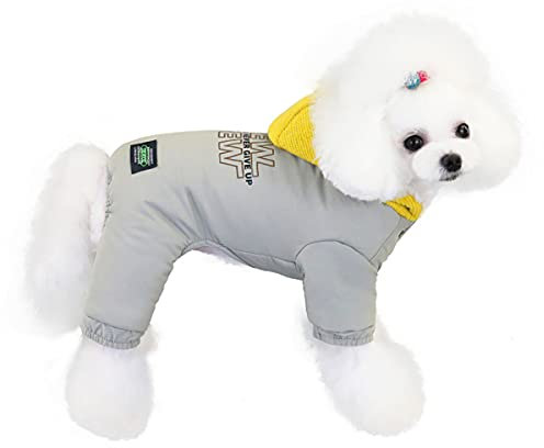 Hundemantel Kaltwettermantel Winddichte Jacke 4 Beine Warmer Hundeoverall Winter Dicke Kleidung Schneesicherer Hundemantel für Kleine Hundekatze