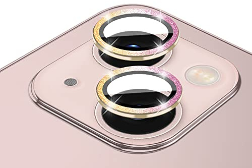 GIOPUEY Camera Protector for iPhone 13, Shining diamond powder, bling Camera Protection Ring, 9H HD tempered glass, iPhone 13 mini Camera Lens Protector - Colorful