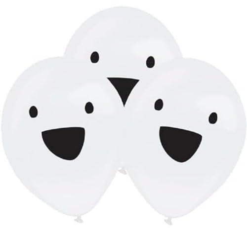 amscan Luftballons Ghost led 27,5 cm Latex weiß/schwarz 4 Stück