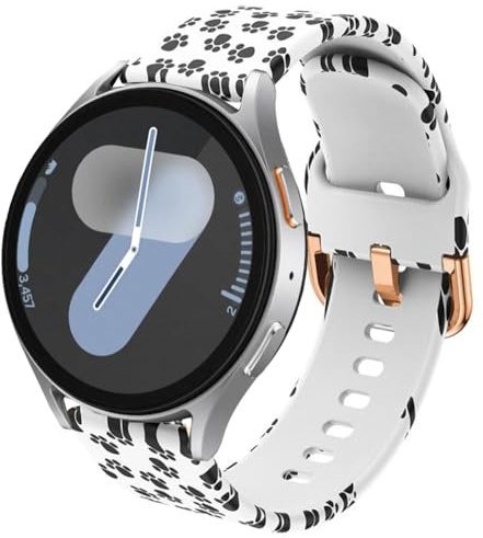 DEALELE Rem kompatibel med Samsung Galaxy Watch 7 / FE / 6/6 Classic / 5/5 pro / 4/4 classic/Galaxy 3 41 mm / Active 2/Huawei GT3 42 mm, 20 mm mjuka tryckta silikonband (fiskande tassar)