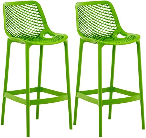 CLP Barhocker 2er Set Garten wetterfest Air, Gartenstühle mit Lehne, Tresenstühle wetterfest UV-beständig aus Kunststoff, bis 160 kg Farbe grün