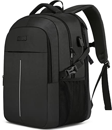 Extra Groß Rucksack Herren 55L,18.4 Zoll Laptop für Schule Arbeit mit USB Ladeanschluss Wasserdicht Business Reisen Notebook Tasche Schulrucksack für Männer Frauen Jungen Teenager Schwarz