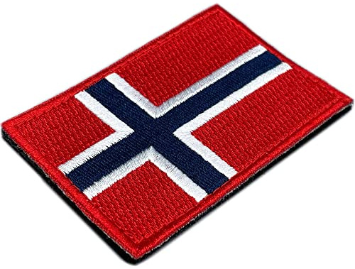Norwegische Flagge Patch mit Klettverschluss - 100% bestickte Patches für Kleidung - Europa Länder- und Flaggenpatches - Patches für Rucksäcke - Patch für Daunenjacken 75 x 50 mm