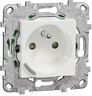 Schneider Electric - Wiser Unica - Prise 2P+T connectée - 16A - zigbee - Blanc - NU555918