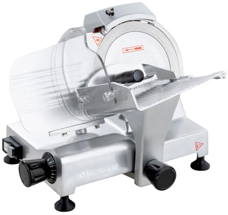 GastroHero Aufschnittmaschine 195 mm, einstellbar, Aluminium ASM195