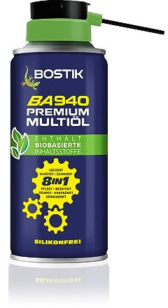 BOSTIK Spray multifunzione BA940 Premium MultiOlio 8 in 1 - Ingredienti a base biologica, olio trasparente, spruzzatura da qualsiasi posizione, tubo spray per spruzzatura precisa, 150 ml