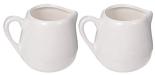 2Pcs Mini Crema De Cerámica Porcelana Blanca Clásico Puro Con Mango 70ML Pequeño Salsera Mini Café Leche Jarra Salsa Jarra Para Servir.