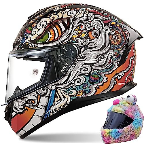 Modularer Vollgesichts-Motorradhelm Zum Hochklappen, DOT-Zugelassene Modulare Motorradhelm-Visiere Für Erwachsene, Jugendliche, Männer Und Frauen Mit Helmüberzug G,M(54-55 cm)