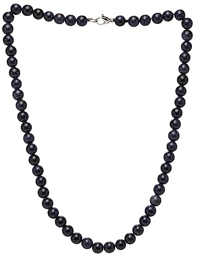 Handgemachte Herren Perlenkette Kette Tigerauge Onyx Grau Achat Jaspis | 8MM Natürliche Edelsteine Heilung Kristallschmuck (Blauer Sandstein)
