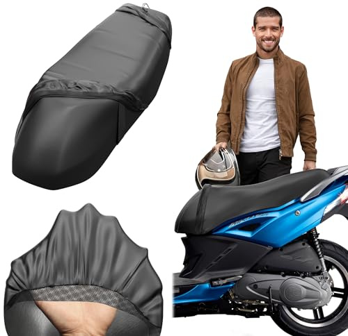 Funda Asiento Moto Talla XL para Asientos de 85 a 115 cm | Antideslizante y Antiarañazos, Resistente al Desgaste, Elástica, Transpirable, Protección contra Lluvia y Sol, Para Motos y Scooters
