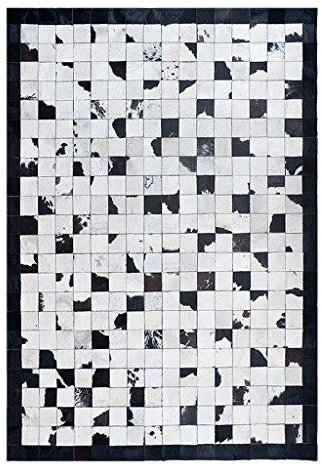 Kuhfell-Teppich, rechteckig/Wohnzimmerteppiche, handgefertigt, Rindsleder-Patchwork + rutschfeste PU-Unterseite/Mehrzweckbereich, Rindsleder-Teppich, Heimdekoration, Läufer (140 x 200 cm)