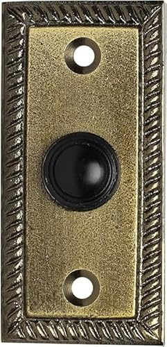 Skandh Iron Doorbell Chime Push Button Antique Brass Powder Coated Vintage Decorative Door Bell with Easy Installation 3.1 X 1.5 Inch