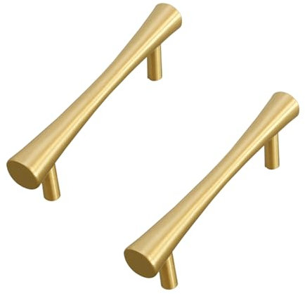 SZLXJMFL Möbelgriff Gold Vintage, 2 Stück Schrankgriffe Massive Messing | Gebürstet, Gesamtlänge: 50-180 mm Bügelgriff, Schubladengriffe Mit Befestigungsschrauben-100mm/3.9in