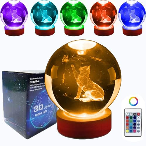 Yevheniy Luz de galaxia, 3.15 pulgadas, sistema solar 3D, bola de cristal, luz nocturna, 16 colores cambiantes, lámpara espacial con control remoto, base de madera LED, regalos de astronomía para