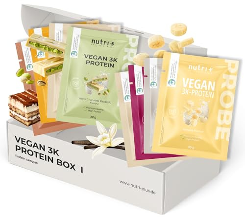 Nutri + Protein Sample Set (8x 30 g) - Pack d'Essai de Poudre de Protéines végétaliennes 3k - Kit d'échantillons mixte - Set du Test