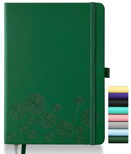 Mlife Notebook Journal for Women,A5 Hardcover Leather Journaling Notebooks for Work,200 Pages Travel Journal for Women Men with Pen Holder and Ribbon,5.78×8.34(Green)