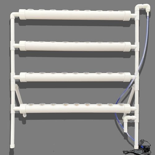 4 Rohre Hydroponic Grow Kit mit 36 Pflanzstellen, PVC Erdlose Pflanzenanbau-Systeme Hydroponische Anzuchtsets für Den Anbau Von Gemüse Und Obst auf Balkonen Garten Terrasse Höfen (Stehender Typ)