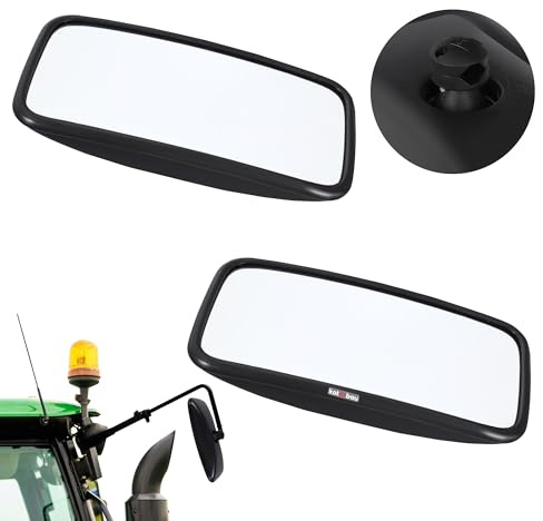 KOTARBAU® Traktorspegel, Sidospegel Grävmaskin 38x19 cm | 2 st. Universell Traktorspegel, Sidospegel för Traktor, Konvex Traktorspegel med Hållare ⌀ 15-24 mm, PVC, Svart