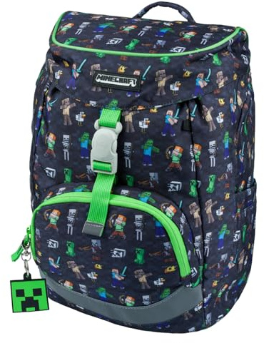Baagl Schulranzen Jungen 1. Klasse Airy Schule Tasche Kinder - Minecraft | Der Ultraleicht Schulrucksack und Grundschule Ranzen mit Brust- und Hüftgurte gewährleistet eine gleichmäßige Lastverteilung.
