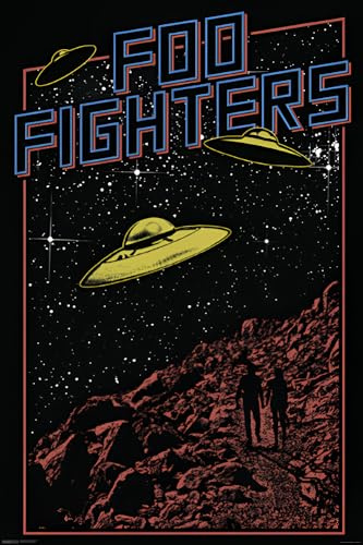 BUY ART FOR LESS Officially Licensed Foo Fighters - UFO Art Poster - 24 x 36 Inch - Decorative Print - Poster Paper - Ready to Frame