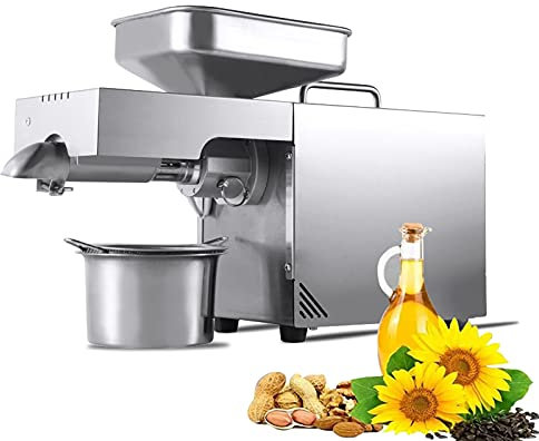 FGDIUCVN Automatic Oil Press Machine, 600W Stainless Steel Oil Expeller, Cold Hot Press Squeezer for Flax Peanut Castor Nut Sesame