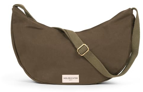 HOLZRICHTER Berlin Banana Bag No 4-2 (L) - Stilvolle Crossbody Bag - Halbmondförmige Umhängetasche handgefertigt aus 100% Bio-Baumwolle