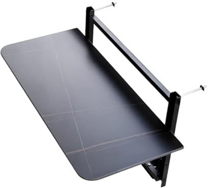 TT-YEC Balkon Faltungshängender Geländertisch, Klapptisch Im Freien, Marmorbalkonstangenstab, Angepasst An Geländer, 4 Stufen Der Höhenanpassung, Einstellbarer Deck -Geländertisch,Length 60cm