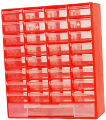 Folpus Cassetto portaoggetti per Armadio, organizzazione Garage con Contenitore divisorio, Cassetta degli Attrezzi per ferramenta, Viti, bulloni, Perline per, Rosso