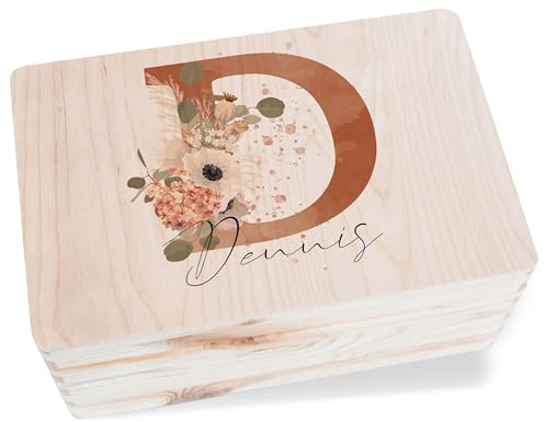 Holzkiste Erinnerungsbox - Initialen - Anfangsbuchstabe mit Name | Geschenk für eine Freundin Geschenkbox personalisiert Frau I Holzbox Geschenke Freundin Geburtstag Geschenkideen für Frau