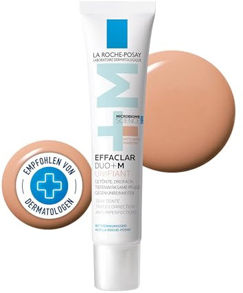 La Roche-Posay, Effaclar Duo+M, Soin Teinté Anti-Imperfections, Peaux à Tendances Acnéique, Triple Correction Boutons, Points Noirs et Marques, Effet Unifiant et Matifiant, Teinte Medium, 40 ml