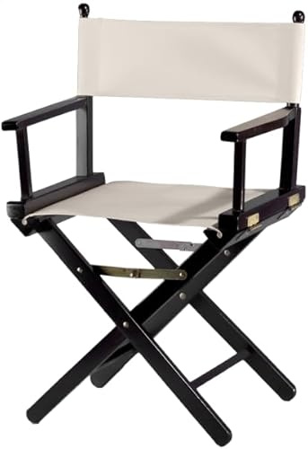 ZStyle Klappbarer Regiestuhl aus Holz, 90 cm hoch, 54 cm breit, 48 cm tief, schwarz (schwarzer Schaft – ecru)