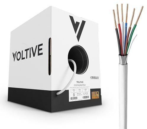 Voltive 22/6 Shielded Low Voltage Wire, Riser CL3R, White, 500ft - 22AWG, 6 Conductors, Overall Shield, Stranded Bare Copper, UL Listed - V-1284-1