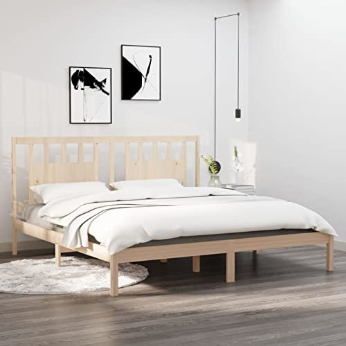 Buzaza Massivholzbett Bettgestell Bed Frame Bett Mit Bettkasten Hausbett Bett Massivholz Kiefer 200x200 cm - 3104083