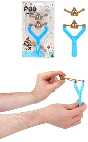 Henbrandt 1 x Children’s Funny Poo Slingshot Toy with 2 Flying Poop Bullets Sticky Squishy Mochi Poop Emoji Toy Rubber Novelty Party Bag Favours Loot Bag Fillers Stocking Fillers for Boys and Girls