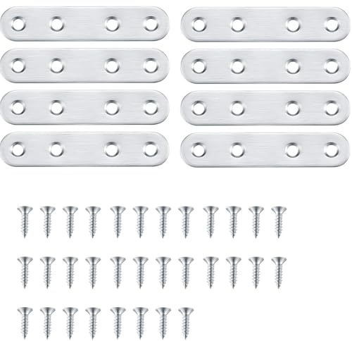 Gorffy Staffe piatte per legno, 20 pezzi, 80 × 17 × 1,75 mm, piastre di giunzione piatte in metallo per legno, staffe dormienti in acciaio inox per connettore, connettore zincato in metallo
