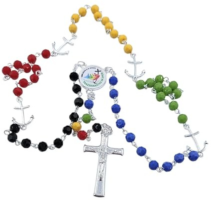 Rosario del Giubileo 2025, con Logo Ufficiale e Portarosario, Rosario dei Pellegrini di Speranza, Cristallo Multicolore