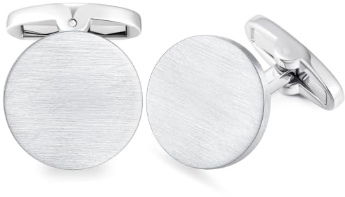 HONEY BEAR Herren Rund Manschettenknöpfe Hochzeit Cufflinks Manschettenknopf Silber Gebürstet