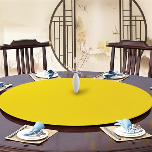 Highdi Elastische Tischdecke Rund Abwaschbar, Cocktail Spanntischdecke Rund Gartentischdecke Outdoor Round Tischdecke mit Gummizug für Esszimmer, Küche und Picknick (100cm,Gelb)