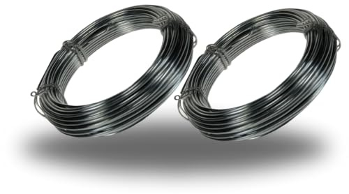 Black Plastic Coated Garden Wire 2 Pack 15m x 1.6mm - Galvanised Steel Heavy Duty Garden Wire for Climbing Plants, Roses & Vegetables - Strong Plant Ties (30m Total)