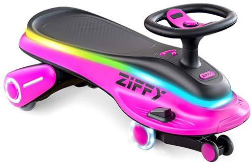 JOVA ZIFFY 45W 5.5A Electric Wiggle Car with Pedal, Light-Up, Rechargeable Battery, 2-in-1 Swing Car, 2 Speed Ride-On Toy, Anti-Rollover, Flashing Wheels, for Ages 3+ (Up to 110 lbs)